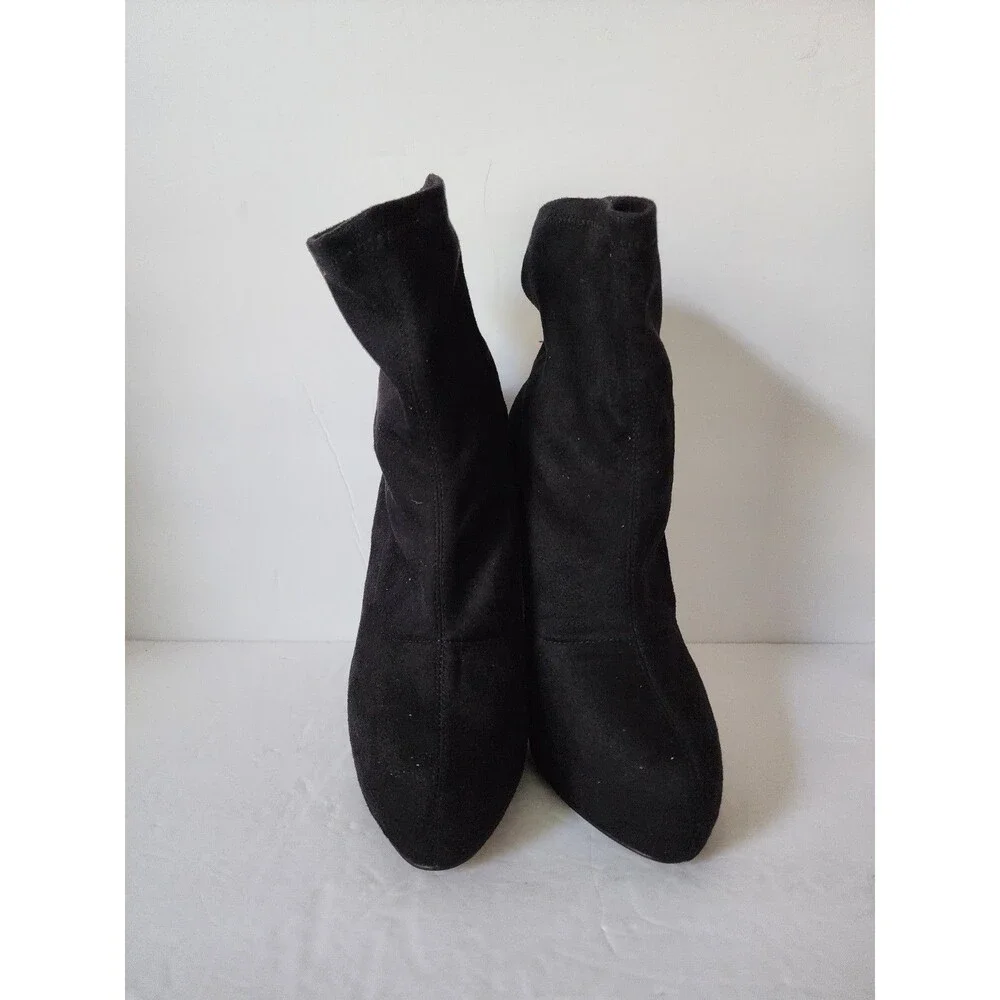 Asos womens Black Booties Platform boots Curve Heel size 5 Faux Nubuck